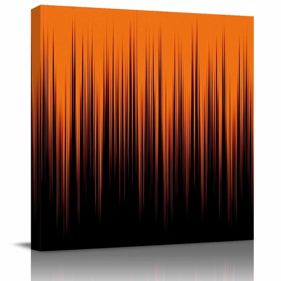 Framed Canvas Wall Art for Living Room Orange Black Lines Wall Decor, Abstract Art Stripes Aesthetic Paintings for Bedroom Office Kitchen Bathroom, Ready to Hang Artwork Wall Pictures 8x8 Inch