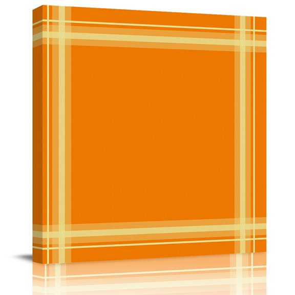 Framed Canvas Wall Art for Living Room Orange Grid Wall Decor, Solid Color Lines Frame Aesthetic Paintings for Bedroom Office Kitchen Bathroom, Ready to Hang Artwork Wall Pictures 8x8 Inch
