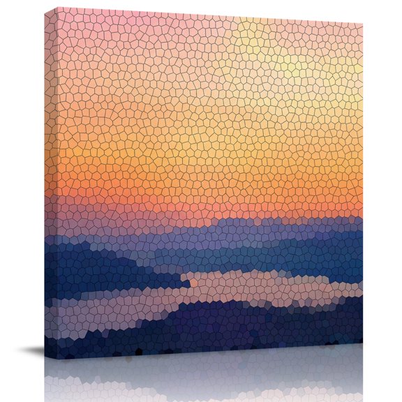 Framed Canvas Wall Art for Living Room Orange Hexagonal Tiles Wall Decor, Ombre Honeycomb Aesthetic Paintings for Bedroom Office Kitchen Bathroom, Ready to Hang Artwork Wall Pictures 8x8 Inch