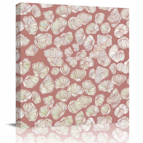 Framed Canvas Wall Art for Living Room Pink Conch Shell Wall Decor, Ocean Marine Life Aesthetic Paintings for Bedroom Office Kitchen Bathroom, Ready to Hang Artwork Wall Pictures 8x8 Inch