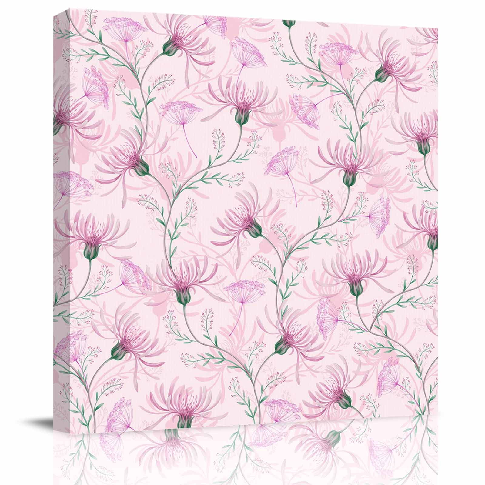 Framed Canvas Wall Art for Living Room Pink Flower Wall Decor, Floral ...
