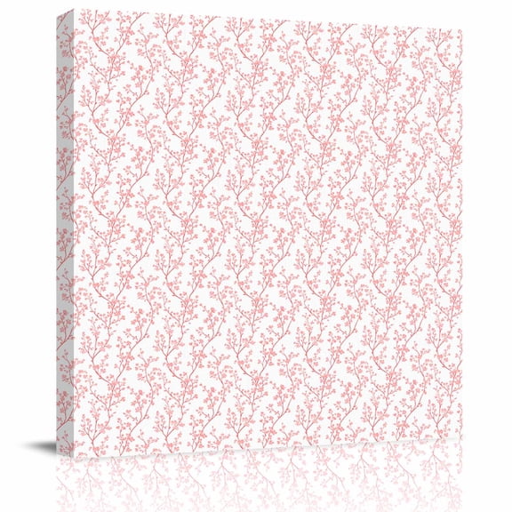 Framed Canvas Wall Art for Living Room Pink Flower Wall Decor, Floral Tree Branch Aesthetic Paintings for Bedroom Office Kitchen Bathroom, Ready to Hang Artwork Wall Pictures 8x8 Inch