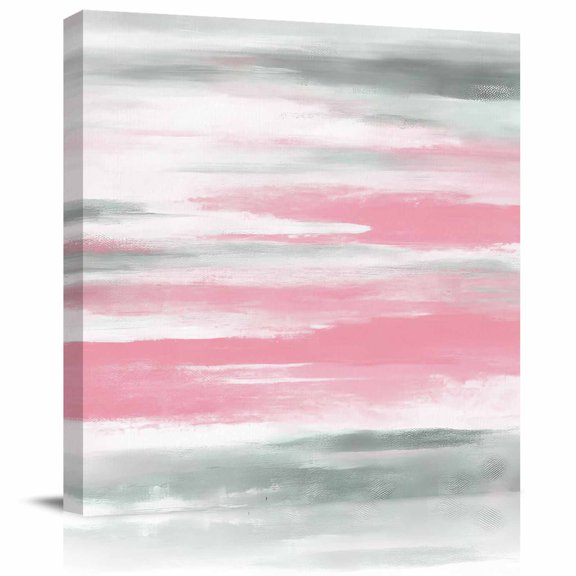 Framed Canvas Wall Art for Living Room Pink Grey Paint Wall Decor, Abstract Art Texture Aesthetic Paintings for Bedroom Office Kitchen Bathroom, Ready to Hang Artwork Wall Pictures 8x8 Inch