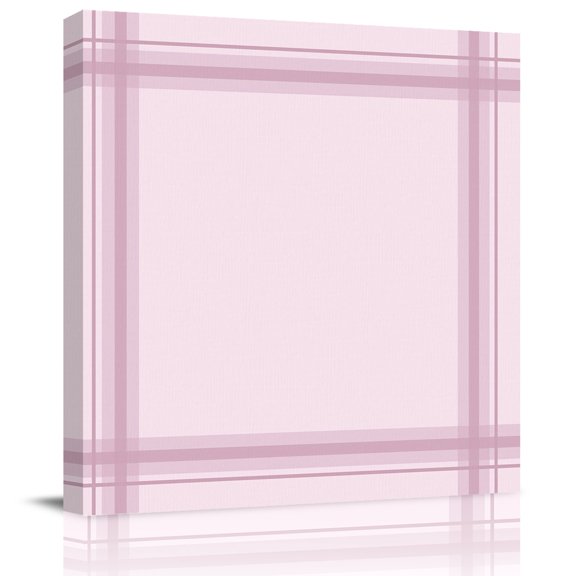 Framed Canvas Wall Art for Living Room Pink Grid Wall Decor, Solid Color Lines Frame Aesthetic Paintings for Bedroom Office Kitchen Bathroom, Ready to Hang Artwork Wall Pictures 8x8 Inch