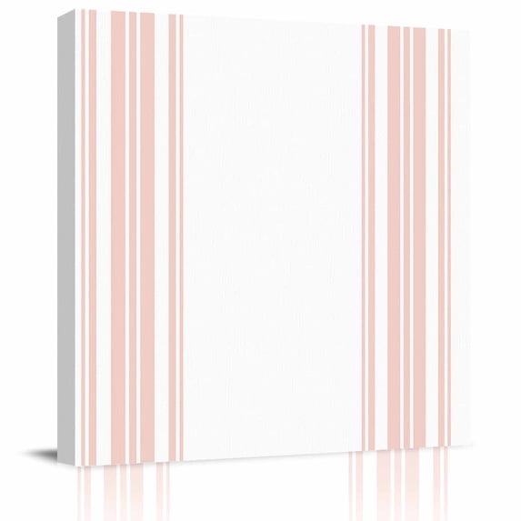 Framed Canvas Wall Art for Living Room Pink Stripes Wall Decor, Simple Style Aesthetic Paintings for Bedroom Office Kitchen Bathroom, Ready to Hang Artwork Wall Pictures 8x8 Inch