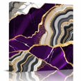 thumbnail image 1 of Framed Canvas Wall Art for Living Room Purple Marble Texture Wall Decor, Abstract Gold Fluid Aesthetic Paintings for Bedroom Office Kitchen Bathroom, Ready to Hang Artwork Wall Pictures 8x8 Inch, 1 of 9