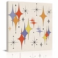thumbnail image 1 of Framed Canvas Wall Art for Living Room Purple Yellow Orange Diamond Wall Decor, Modern Geometric Mid Century Linen Aesthetic Paintings for Bedroom Kitchen, Ready to Hang Wall Pictures 8x8 Inch, 1 of 9
