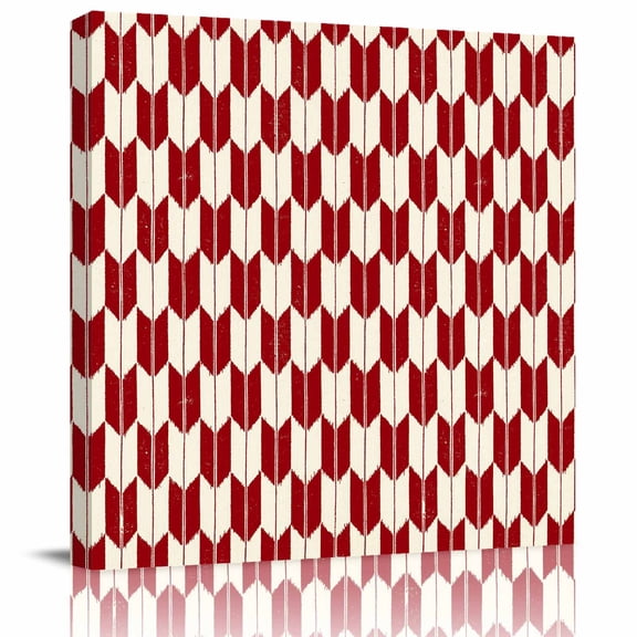 Framed Canvas Wall Art for Living Room Red Arrow Patterns Wall Decor, Abstract Geometric Lines Aesthetic Paintings for Bedroom Office Kitchen Bathroom, Ready to Hang Artwork Wall Pictures 8x8 Inch