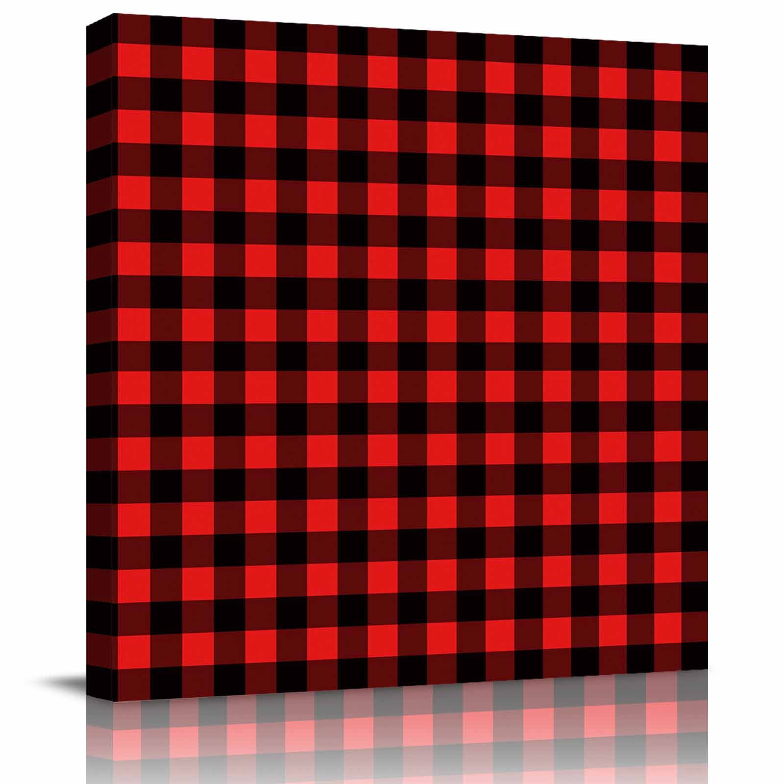Framed Canvas Wall Art for Living Room Red Buffalo Plaid Wall Decor