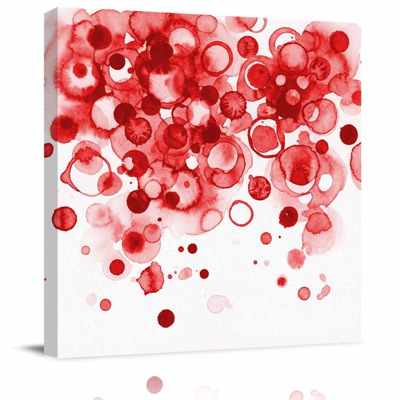 Framed Canvas Wall Art for Living Room Red Ink Points Wall Decor, Abstract Art Bubble Aesthetic Paintings for Bedroom Office Kitchen Bathroom, Ready to Hang Artwork Wall Pictures 8x8 Inch