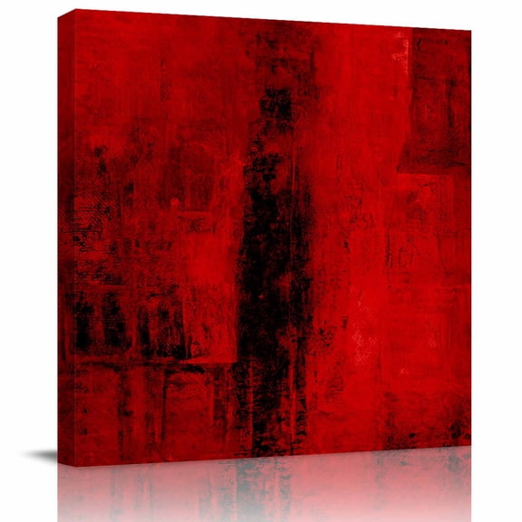 Framed Canvas Wall Art for Living Room Red Paint Wall Decor, Abstract Art Graffiti Aesthetic Paintings for Bedroom Office Kitchen Bathroom, Ready to Hang Artwork Wall Pictures 8x8 Inch