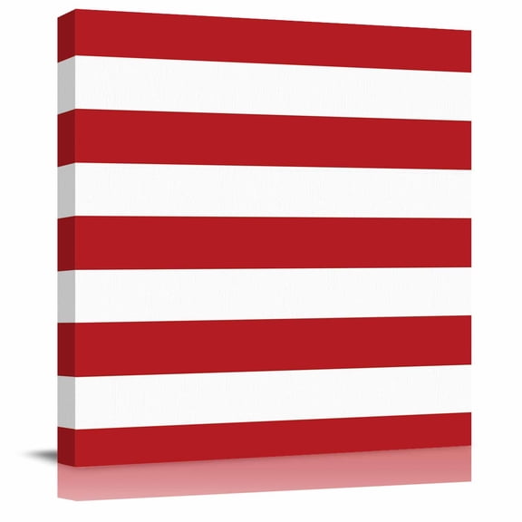 Framed Canvas Wall Art for Living Room Red White Stripe Wall Decor, Simple Style Striped Aesthetic Paintings for Bedroom Office Kitchen Bathroom, Ready to Hang Artwork Wall Pictures 8x8 Inch