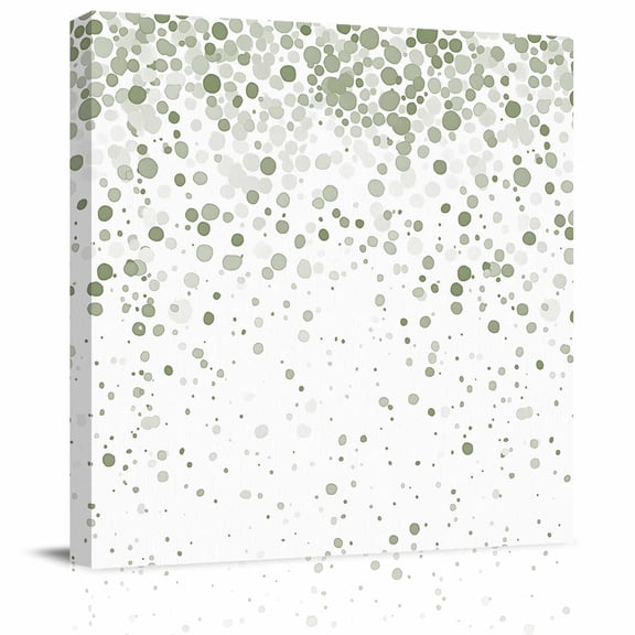 Framed Canvas Wall Art for Living Room Sage Green Polka Dot Wall Decor, Abstract Art Aesthetic Paintings for Bedroom Office Kitchen Bathroom, Ready to Hang Artwork Wall Pictures 8x8 Inch