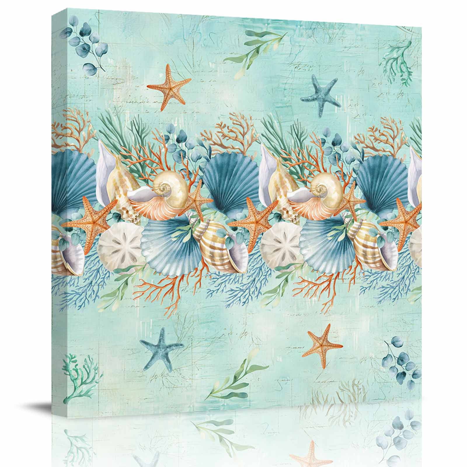 Framed Canvas Wall Art for Living Room Starfish Conch Shell Wall Decor ...