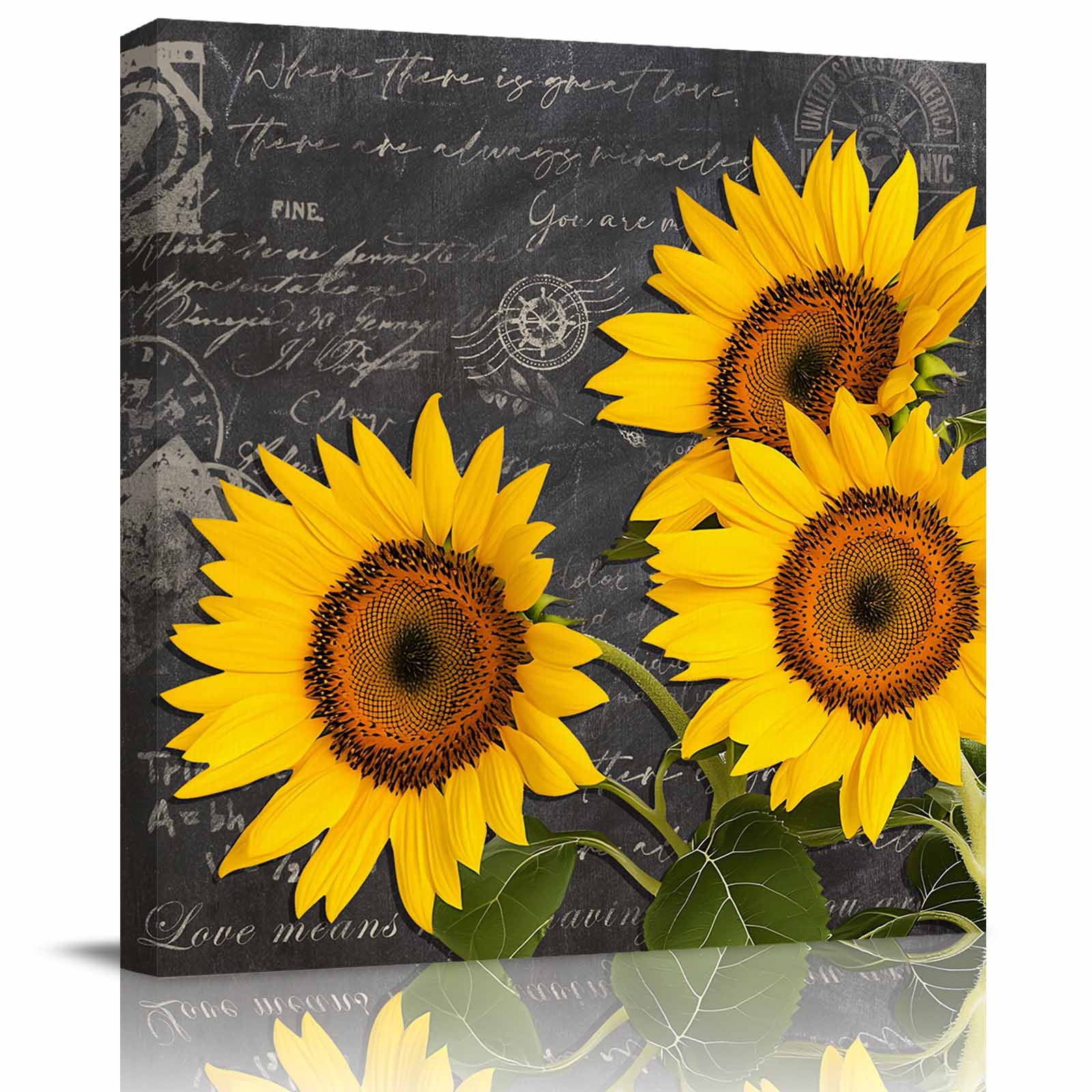 Framed Canvas Wall Art for Living Room Sunflower Wall Decor, Farmhouse ...