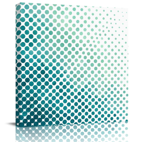 Framed Canvas Wall Art for Living Room Teal Polka Dots Wall Decor, Gradient Aesthetic Spots Aesthetic Paintings for Bedroom Office Kitchen Bathroom, Ready to Hang Artwork Wall Pictures 8x8 Inch