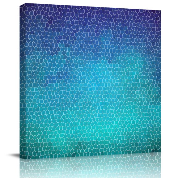 Framed Canvas Wall Art for Living Room Turquoise Hexagonal Tiles Wall Decor, Gradient Honeycomb Aesthetic Paintings for Bedroom Office Kitchen Bathroom, Ready to Hang Artwork Wall Pictures 8x8 Inch