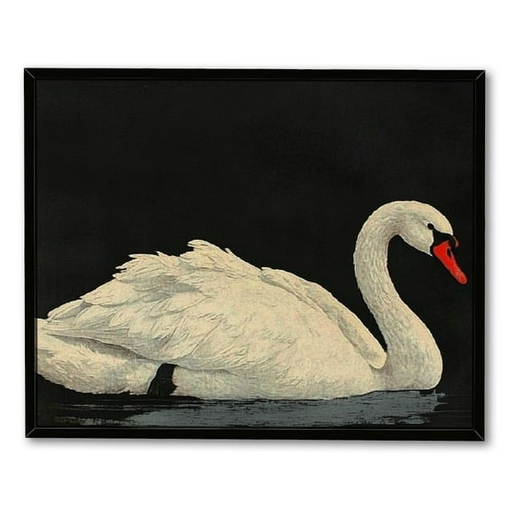 Framed Canvas Wall Art for Living Room, Vintage Home Decor Animal Oil Painting Summer Room Decor Bathroom Wall Decor, Swan Art Prints Gifts for Friends or Family
