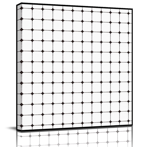 Framed Canvas Wall Art for Living Room White Lines Plaid Wall Decor, Grid Points Texture Aesthetic Paintings for Bedroom Office Kitchen Bathroom, Ready to Hang Artwork Wall Pictures 12x12 Inch