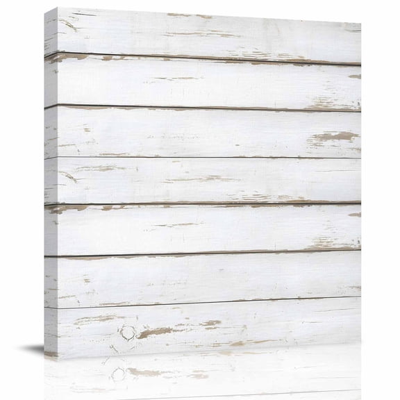 Framed Canvas Wall Art for Living Room White Wood Grain Wall Decor, Farmhouse Wooden Board Aesthetic Paintings for Bedroom Office Kitchen Bathroom, Ready to Hang Artwork Wall Pictures 8x8 Inch