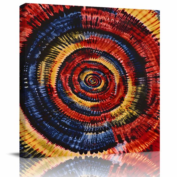 Framed Canvas Wall Art for Living Room Yellow Black Tie-Dye Art Wall Decor, Abstract Boho Tribe Aesthetic Paintings for Bedroom Office Kitchen Bathroom, Ready to Hang Artwork Wall Pictures 8x8 Inch