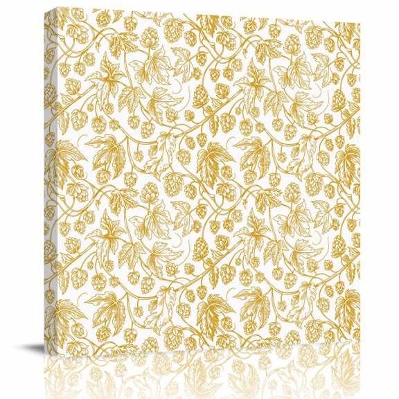 Framed Canvas Wall Art for Living Room Yellow Floral Branch Wall Decor, Vintage Flower Thread Aesthetic Paintings for Bedroom Office Kitchen Bathroom, Ready to Hang Artwork Wall Pictures 8x8 Inch