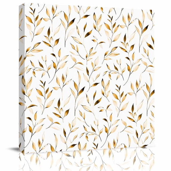 Framed Canvas Wall Art for Living Room Yellow Leaves Wall Decor, Leaf Plant Nature Aesthetic Paintings for Bedroom Office Kitchen Bathroom, Ready to Hang Artwork Wall Pictures 8x8 Inch