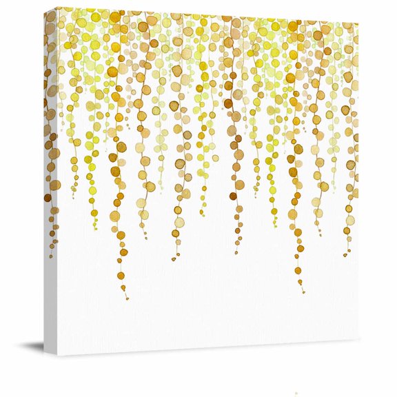 Framed Canvas Wall Art for Living Room Yellow Polka Dots Vines Wall Decor, Lines Art Aesthetic Paintings for Bedroom Office Kitchen Bathroom, Ready to Hang Artwork Wall Pictures 8x8 Inch