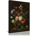 thumbnail image 1 of Framed Canvas Wall Art Painting Print Vintage Flower Wall Decor Small Insects Surround Blooming Flowers in Vase Rustic Artwork for Living Room Bedroom Kitchen Decoration 12x16in, 1 of 6