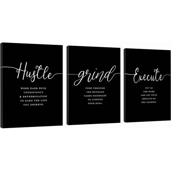 Framed Canvas Wall Art Positive Quote, Black Large Poster, Positive Motivational Set of 3 Prints,Stay Positive Prints, Inspirational Wall Art Prints, Office Wall Decor Art (E-3pcs,12x16inchx3pcs)