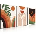 thumbnail image 1 of Framed Canvas Wall Art Set of 3 Boho Wall Art Mid Century Modern Wall Decor Neutral Black Orange Wall Art Decor Ready To Hang for Living Room12x16in, 1 of 6