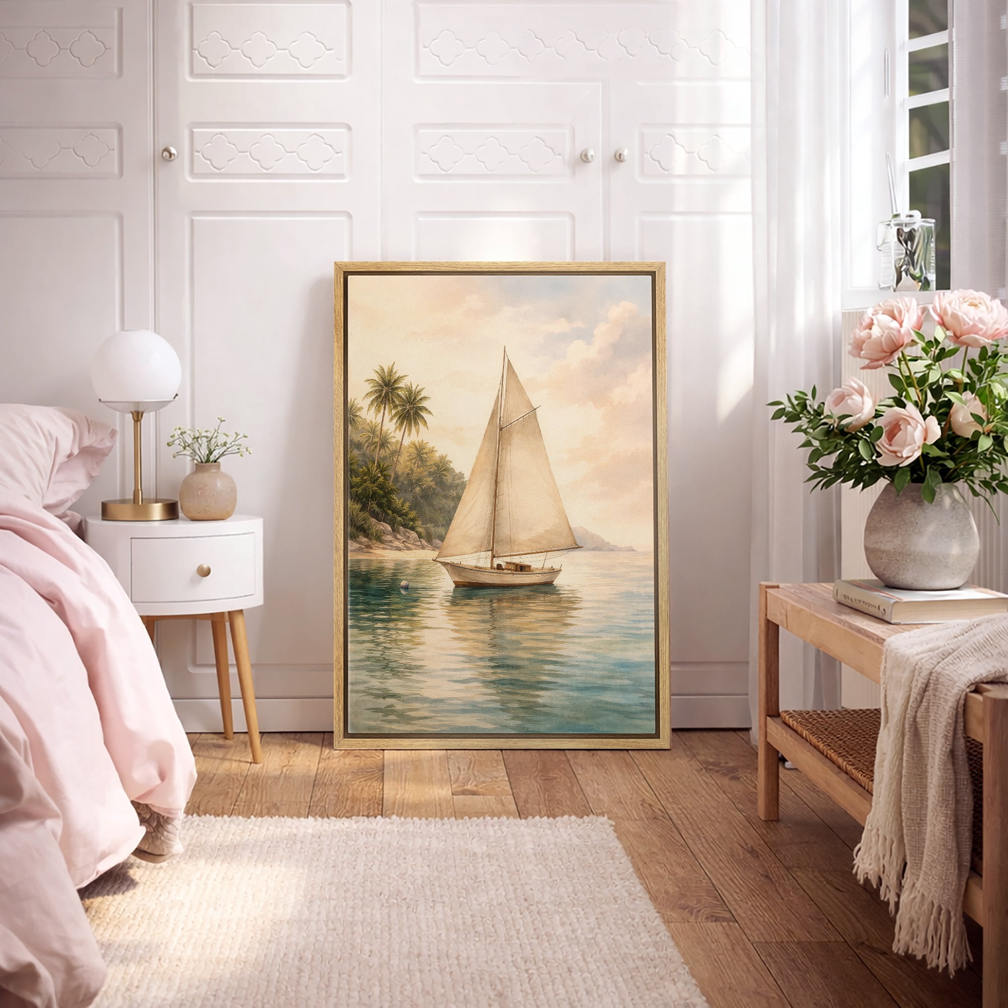 PixonSign Framed Wall Art Print Sea Wave and Sea Foam On The Beach