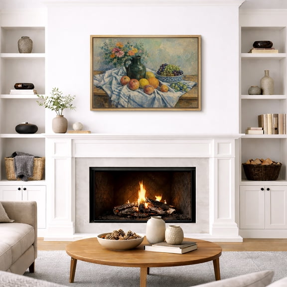Framed Canvas Wall Art Vintage Fruit Still Life Print for Kitchen Decoration - 16"x24" NATURAL