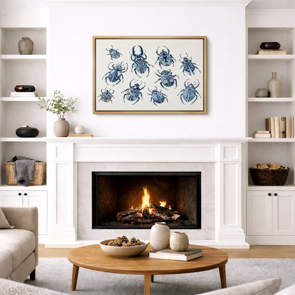 Framed Canvas Wall Art Vintage Insect Study Print for Living Room Decoration - 16"x24" NATURAL