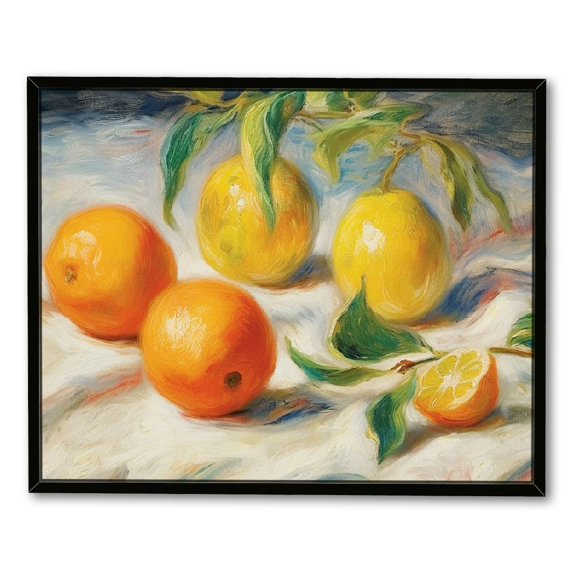 Framed Canvas Wall Art, Wall Art Home Decor, Farmhouse Fruit for Kitchen, Dining Decor, (Lemons and Orange)