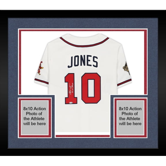Framed Chipper Jones Atlanta Braves Autographed White 1995 World Series Patch Mitchell & Ness Authentic Jersey with "95 WS Champs" Inscription - Fanatics Authentic Certified