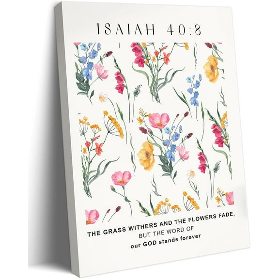 Framed Christian Wall Art - Bible Verses Wall Decor - Scripture Serenity Prayer Room Decor - Lords Prayer Quotes Wall Decor - Isaiah 40 Poster Floral Painting Canvas Prints for Bedroom12 X16