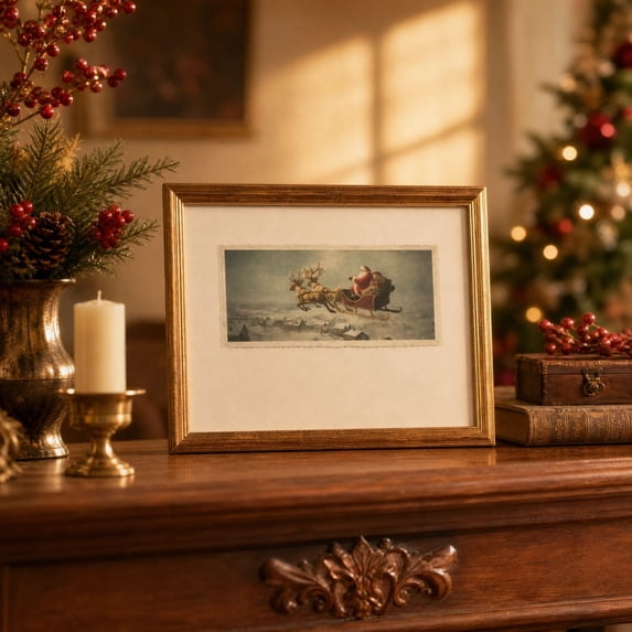 Reindeer Riders Framed Christmas Festival Wall Art for Bedroom, Vintage Reindeer ...