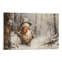 Framed Christmas Wall Art Snowman Posters Winter Forest Canvas Painting Wall Art Vintage Snowman Poster Winter Farmhouse Decor,Christmas Holiday Decor for Home and Office