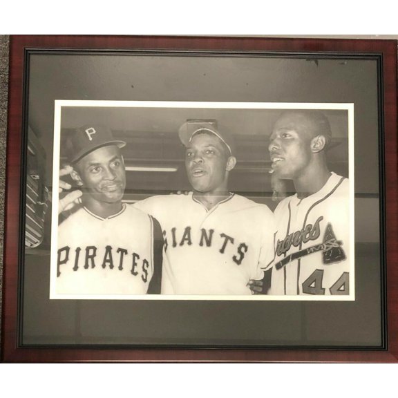 Framed Clemente, Mays, Aaron ,Pirates,Giants, Braves 20"x24" Frame