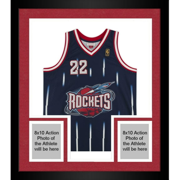 Framed Clyde Drexler Houston Rockets Autographed Navy 1995-96 Mitchell & Ness Replica Jersey with "Clutch City" Inscription - Fanatics Authentic Certified