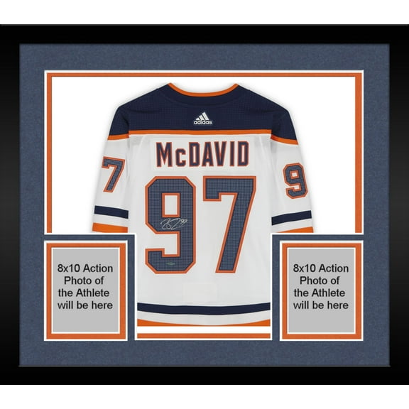 Framed Connor McDavid Edmonton Oilers Autographed White Adidas Authentic Jersey - Upper Deck - Fanatics Authentic Certified