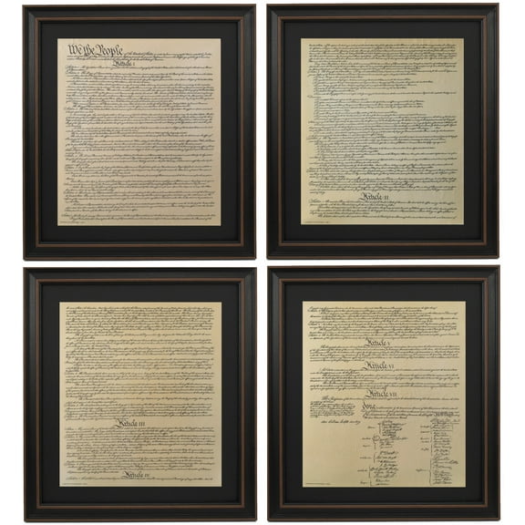 Framed Constitution Set, Original Four Page Format. Replica Prints by Patriot Gear Company