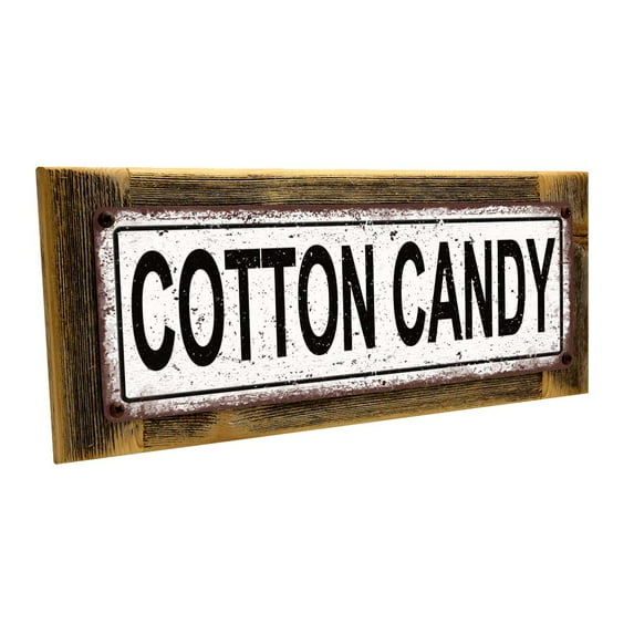 Framed Cotton Candy 4"x12" Metal Sign, Wall Décor for Kitchen and Dining