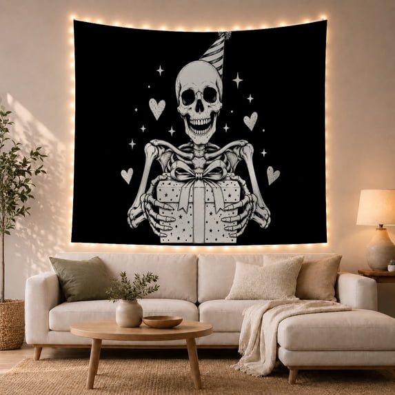 Framed Cute Animals with Skeleton Torso Depicted Open, Mystical Fantasy for Space Lovers, Galaxy Room Decor, Valentine'S Day Gift, Tapestry Wall Hanging for Bedroom and Dorm