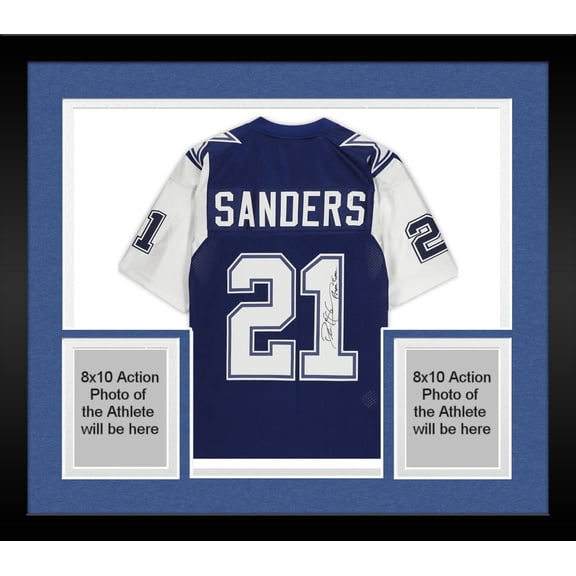 Framed Deion Sanders Dallas Cowboys Autographed Mitchell & Ness Navy 1995 Throwback Authentic Jersey with "Prime Time" Inscription - Fanatics Authentic Certified