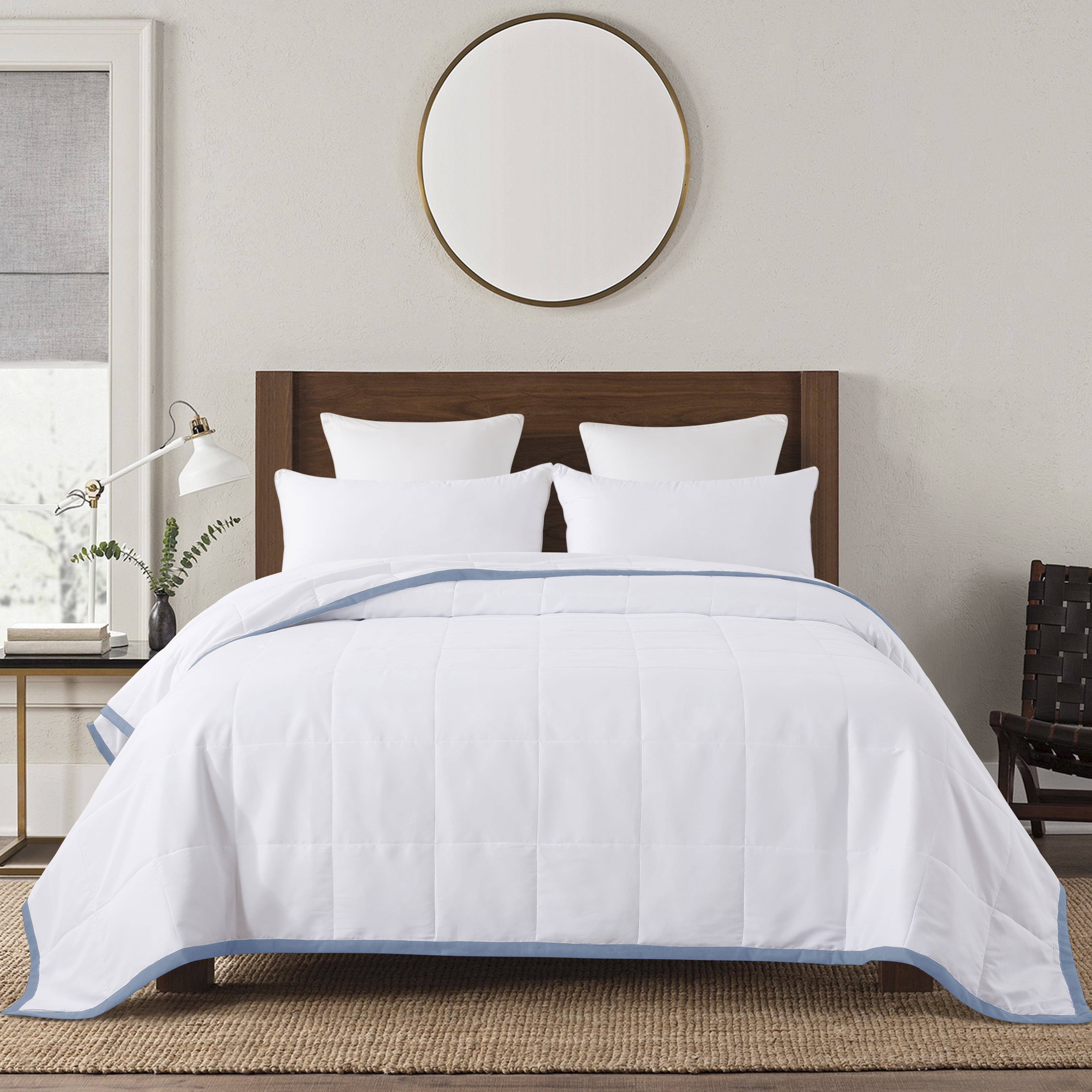 Framed Down Alternative Blanket - Twin - Blue Fog