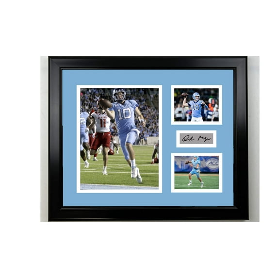 Framed Drake Maye UNC Tar Heels Facsimile Laser Engraved Signature Football 14x11 3 Photo Collage