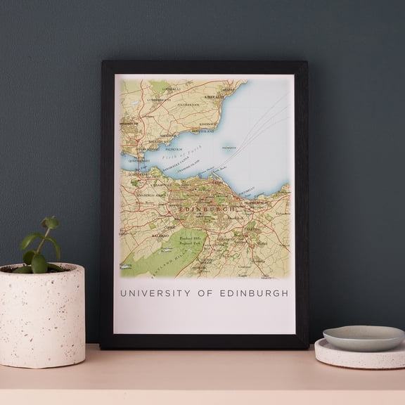 Framed Edinburgh Map Graduation Print Wall Art Gift