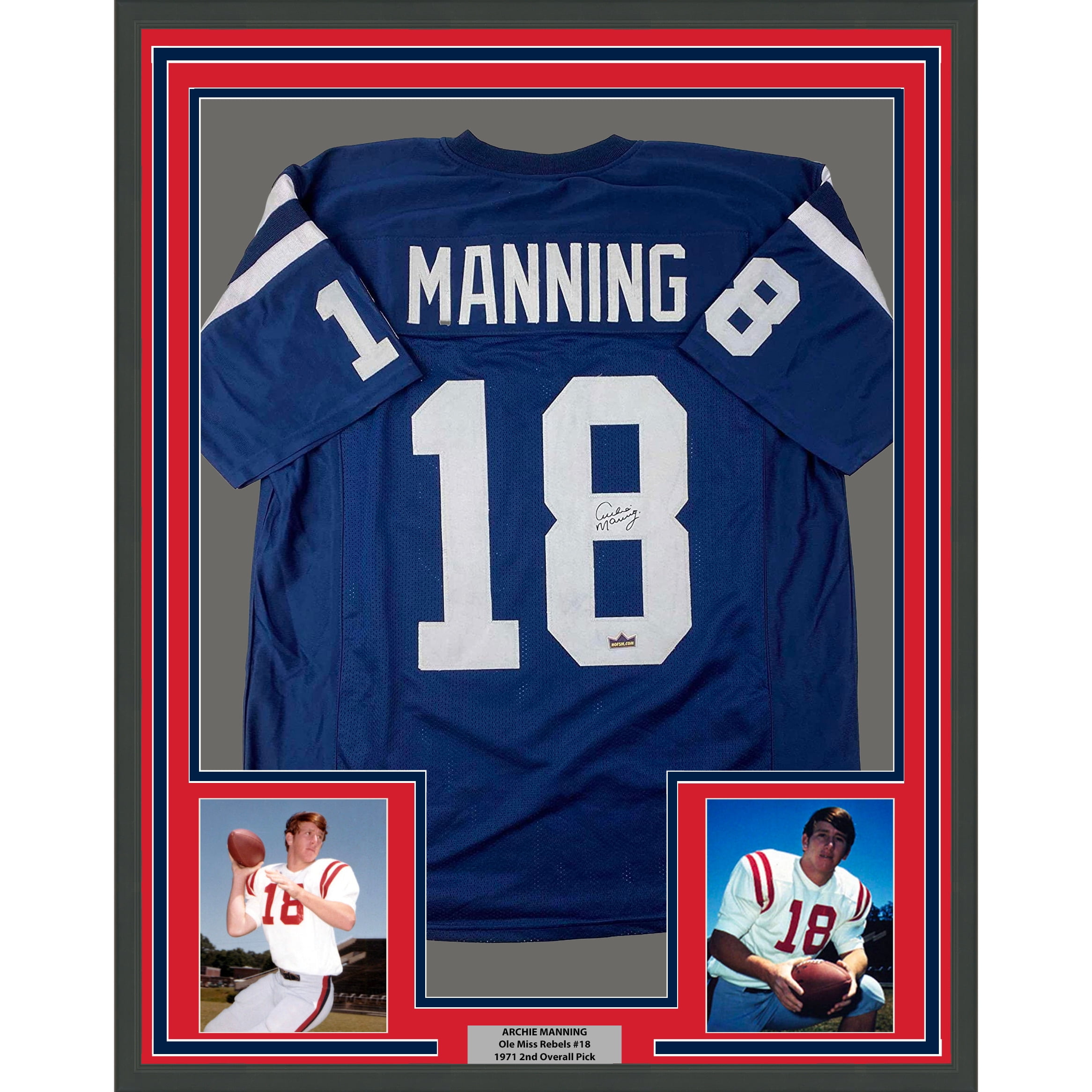 Framed Facsimile Autographed Archie Manning 35x39 Ole Miss Blue Reprint  Laser Auto College Football Jersey Size Men's XL - Walmart.com, image size:2332x2332